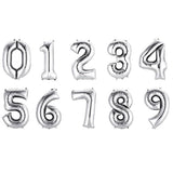 Silver foil balloon numbers 0 to 9 for party decorations