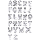 Silver foil alphabet balloons A to Z on white background