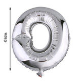 40-inch silver number 0 foil balloon on white background