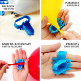 5 Pack | Blue Balloon Easy Tie Tools, Party Balloon Knot Tie Device