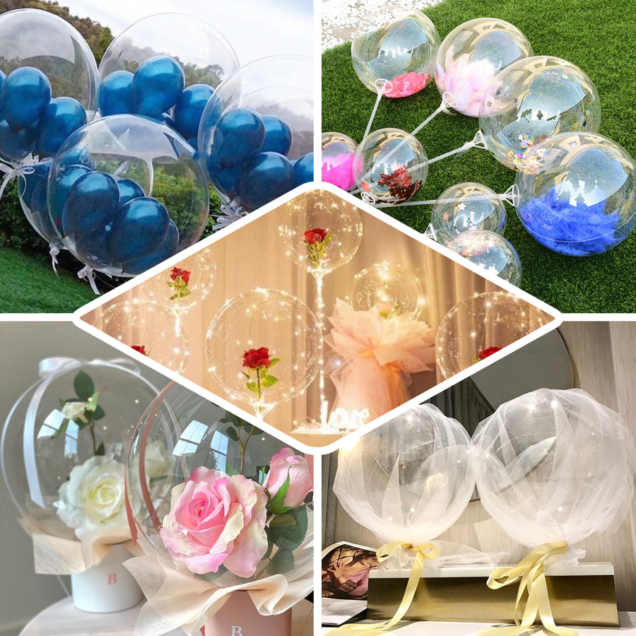 10 Pack | 16inch Clear Fully Transparent PVC Helium/Air Bubble Balloons