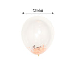 10 Pack | 12inch Clear/Rose Gold Confetti Filled Latex Helium Balloons