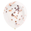 10 Pack | 12inch Clear/Rose Gold Confetti Filled Latex Helium Balloons#whtbkgd