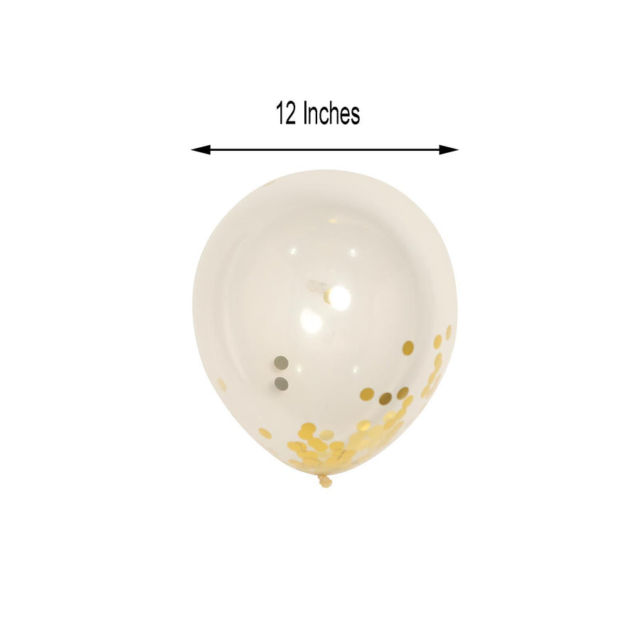 10 Pack | 12inches Clear/Gold Confetti Filled Latex Helium or Air Balloons