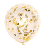 10 Pack | 12inches Clear/Gold Confetti Filled Latex Helium or Air Balloons#whtbkgd