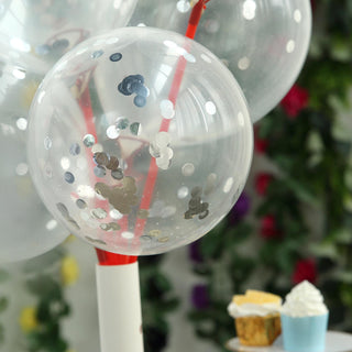 Add a Touch of Magic with 12" Clear/Silver Confetti Filled Latex Balloons