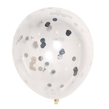 10 Pack | 12inch Clear/Silver Confetti Filled Latex Helium/Air Balloons#whtbkgd
