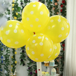 Elevate Your Event Decor with Yellow and White Polka Dot Latex Party Balloons