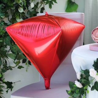 Shiny Red 4D Diamond Self-Sealing Reusable Foil Balloon - Add a Touch of Glamour to Your Event Decor