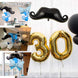 31" Black Mustache Shaped Mylar Balloon, Foil Party Balloons