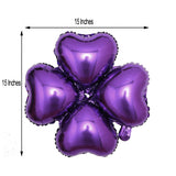 10 Pack | 15inches Shiny Purple Four Leaf Clover Shaped Mylar Foil Balloons