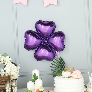 Add a Touch of Elegance to Your Event with Shiny Purple Four Leaf Clover Mylar Latex Free Balloons