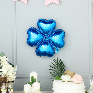 Add a Pop of Royal Blue to Your Party with 10 Pack of 15" Four Leaf Clover Shaped Mylar Foil Balloons