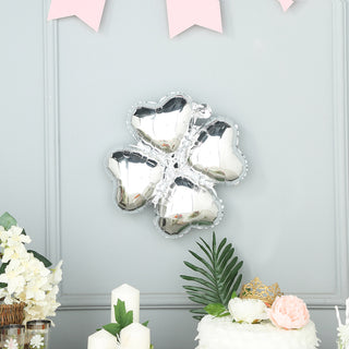 Shiny Silver Clover Latex Free Balloons for Stunning Event Decor