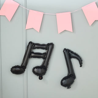 Shiny Black Single and Double Music Note Mylar Foil Balloons