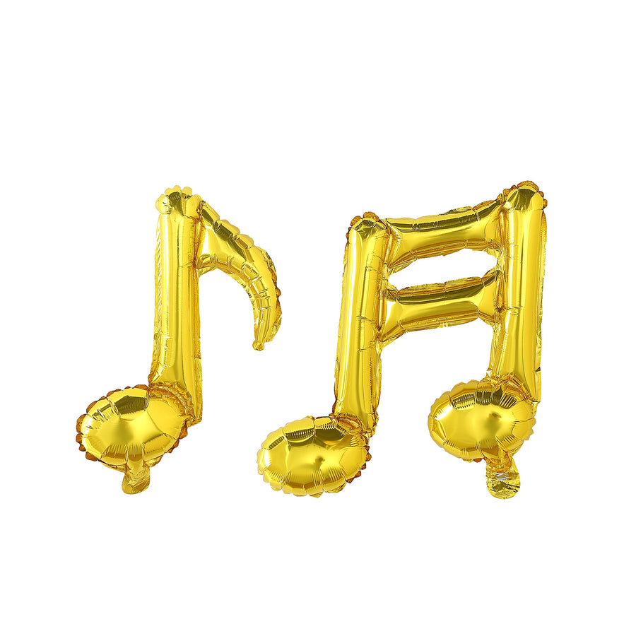 6 Pack | Metallic Gold Single & Double Music Note Mylar Foil Balloons#whtbkgd