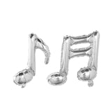 6 Pack | Shiny Silver Single & Double Music Note Mylar Foil Balloons#whtbkgd