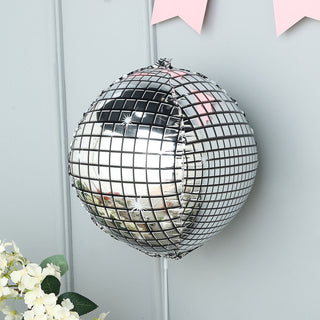Sparkling Mirrored Silver Disco Ball Latex Free Balloons
