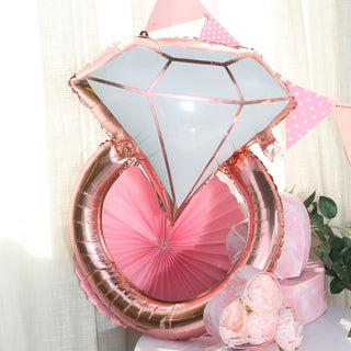 Make a Statement with the 26" Giant Rose Gold/White Diamond Ring Balloon