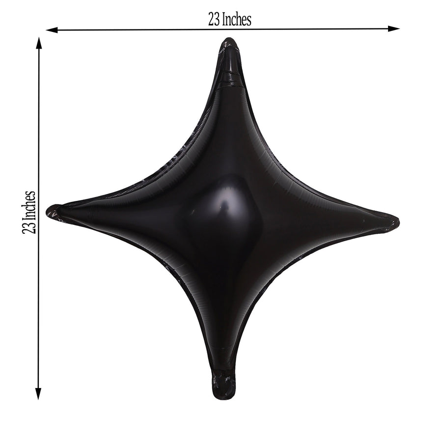 3 Pack | 23inches Shiny Black Quadrangle Star Mylar Foil Helium Air Balloon