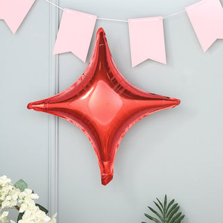 Shiny Red Quadrangle Star Mylar Foil Helium Air Balloon - Add a Stellar Touch to Your Events
