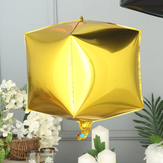 Add a Touch of Glamour with Gold Cube Mylar Latex Free Balloons