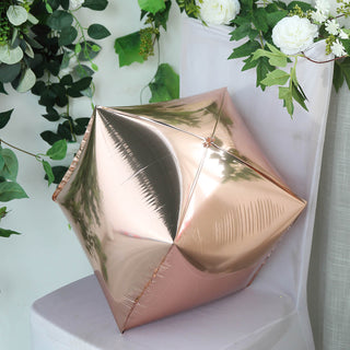 Rose Gold Cube Shaped Mylar Foil Latex Free Balloons
