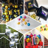 14" Black Cube Mylar Balloons, 4D Square Foil Balloons