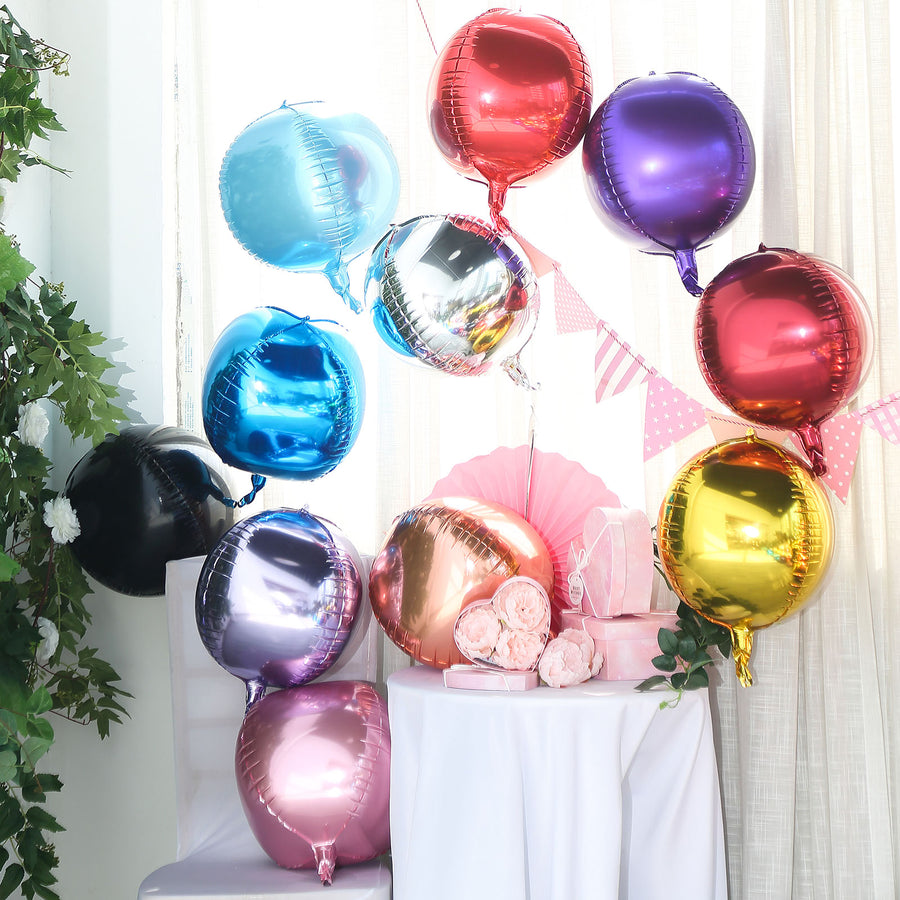 2 Pack | 12inch 4D Shiny Purple Sphere Mylar Foil Helium or Air Balloons
