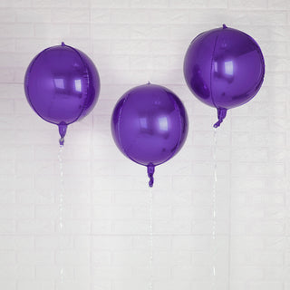 Shiny Purple 4D Sphere Mylar Foil Helium Balloons - Add a Touch of Glamour to Your Event