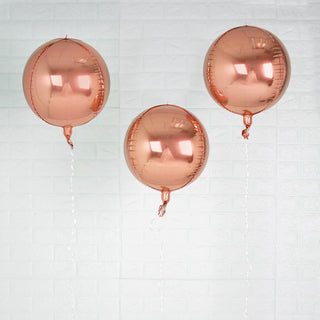 Shiny Rose Gold 4D Sphere Mylar Foil Helium or Air Balloons