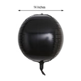2 Pack | 14inch 4D Shiny Black Sphere Mylar Foil Helium or Air Balloons
