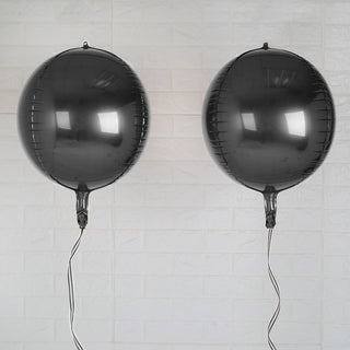 Add a Touch of Elegance with 4D Shiny Black Sphere Mylar Foil Helium Balloons