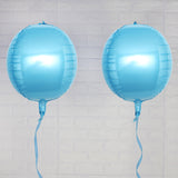 2 Pack | 14inch 4D Metallic Blue Sphere Mylar Foil Helium or Air Balloons