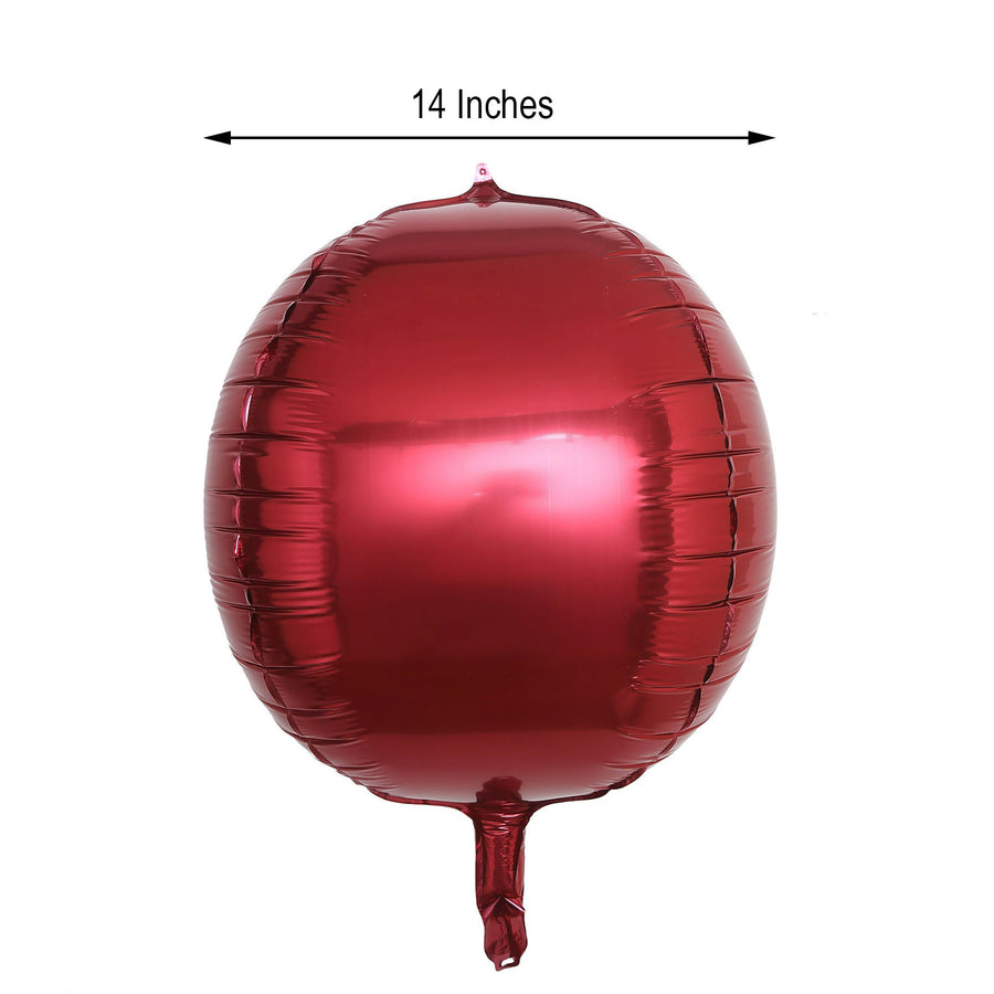 2 Pack | 14inch 4D Burgundy Sphere Mylar Foil Helium or Air Balloons