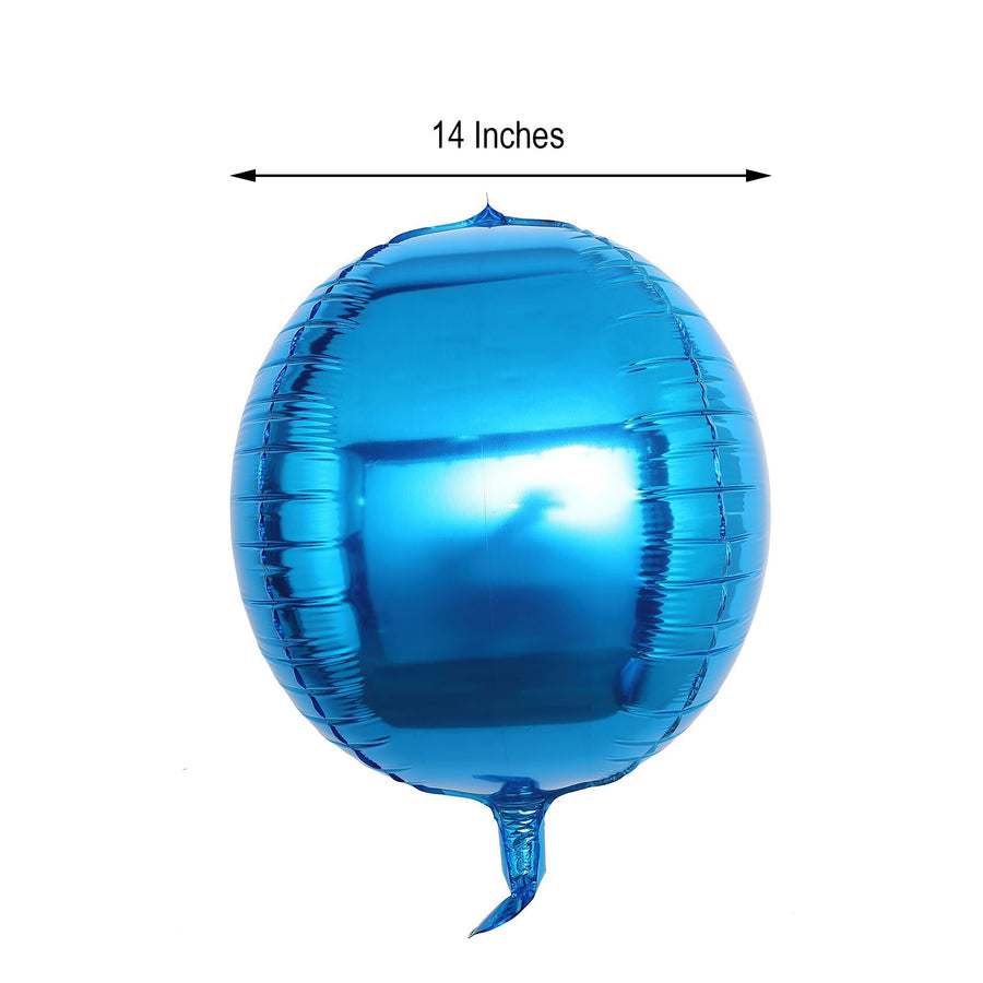 2 Pack | 14inches 4D Royal Blue Sphere Mylar Foil Helium or Air Balloons