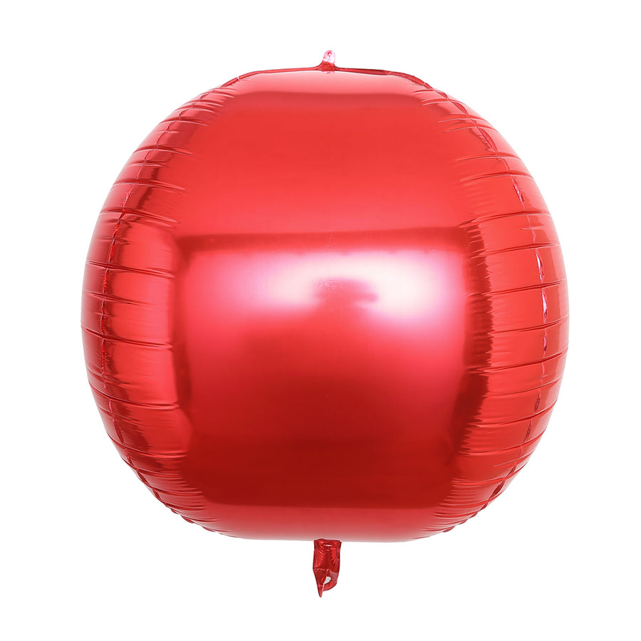 2 Pack | 18inch 4D Metallic Red Sphere Mylar Foil Helium or Air Balloons#whtbkgd