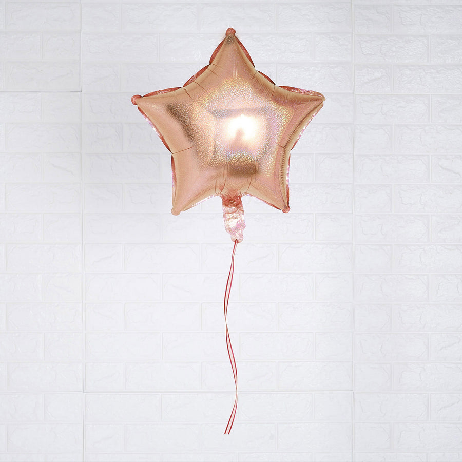  Pack | 16inch 4D Rose Gold Star Mylar Foil Helium or Air Balloons