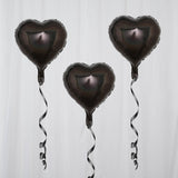 2 Pack | 15inch 4D Shiny Black Heart Mylar Foil Helium or Air Balloons