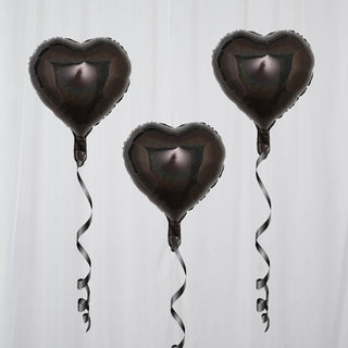 Shiny Black Heart Mylar Foil Helium Balloons - Add Elegance to Your Events