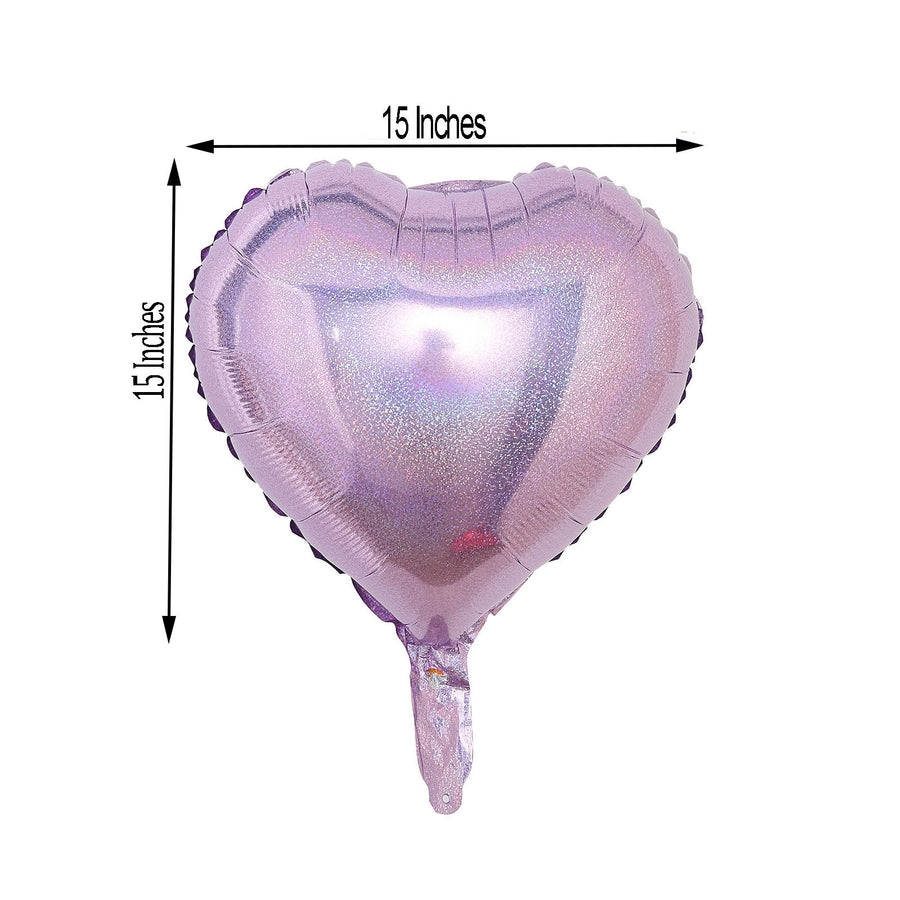 2 Pack | 15inch 4D Lavender Lilac Heart Mylar Foil Helium or Air Balloons