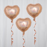 2 Pack | 15inch 4D Rose Gold Heart Mylar Foil Helium or Air Balloons
