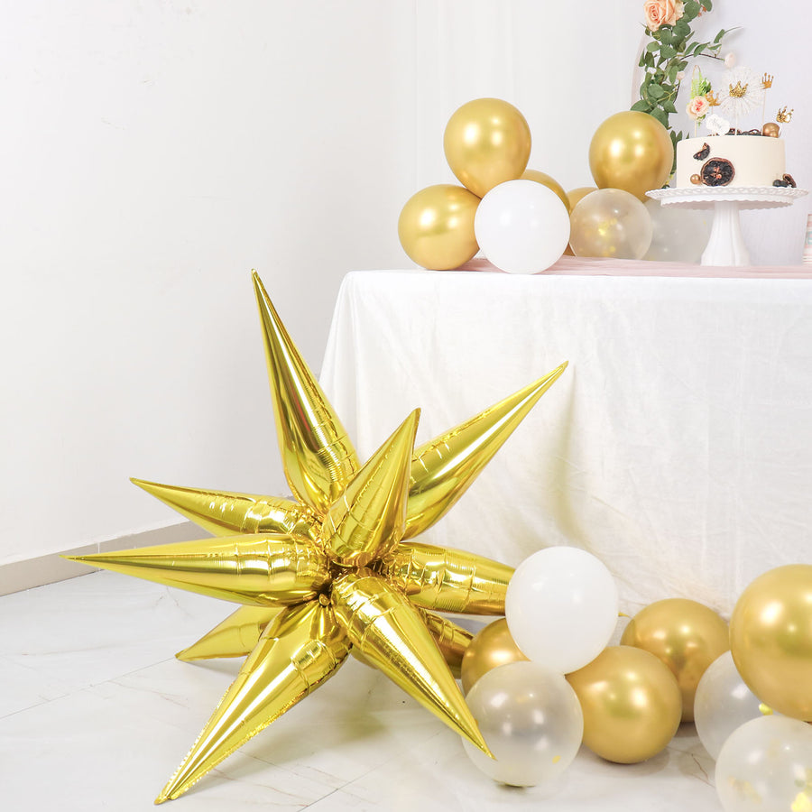 36 Pack | Metallic Gold DIY Mylar Foil Starburst Cone Balloons