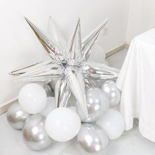 Customize Your Party Decor with Metallic Silver DIY Mylar Foil Starburst Cone Balloons