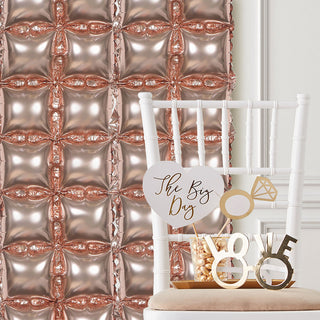 Create a Magical Atmosphere with a Rose Gold Square Diamond Design Balloon Backdrop