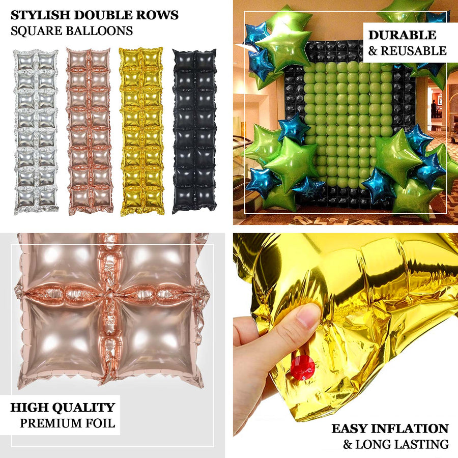 10 Pack | Metallic Blush Rose Gold Double Row Mylar Foil Balloon Wall