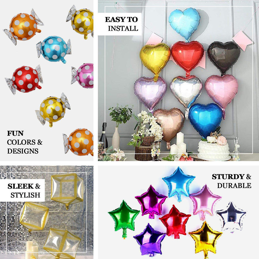 2 Pack | 16inch 4D Shiny Pink Star Mylar Foil Helium or Air Balloons