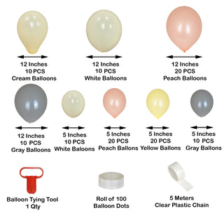 Cream, Gray and Peach Balloon Arch Kit
