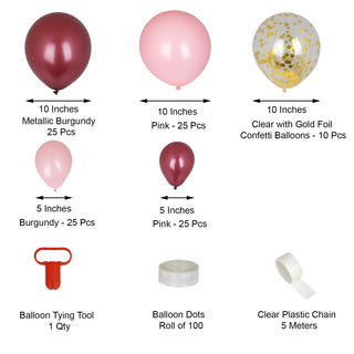 Elevate Your Event Decor with the Burgundy, Clear, and Pink Party Balloon Garland