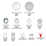 108 Pack | Clear, Gray and White DIY Balloon Garland Arch Party Kit